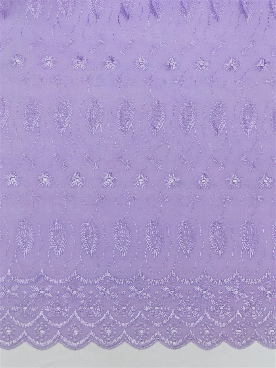1 Yard Lavender Medium Eyelet Fabric with Double Border | Soft Cotton Blend, 41/42" Wide